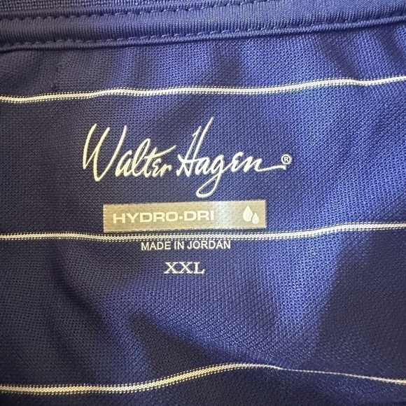 Men’s used blue white striped size XXL 2XL Walter Hagen polo shirt hydro dri - Picture 2 of 3
